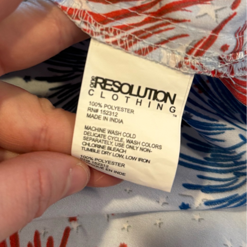 One Resolution Fireworks shirt mens M button up polo 4th of July red blue summer - Picture 7 of 8